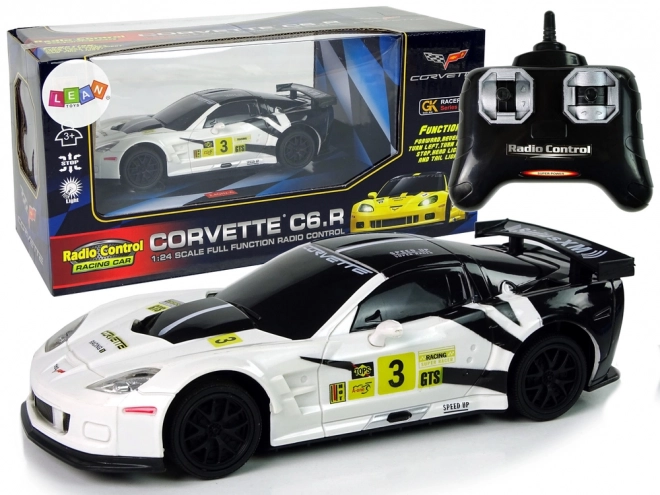 sportautó R/C corvette C6.R fehér 2.4G fényekkel