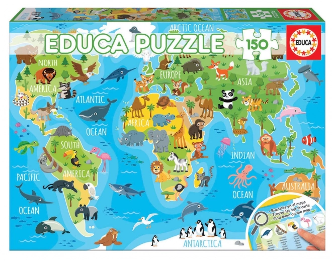 Educa világ állatai térképes puzzle 150 darab