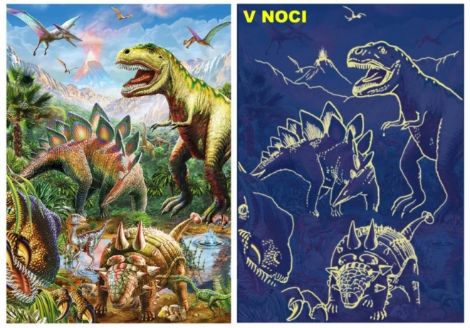 Világító dinoszaurusz világ XL puzzle 100 darabos