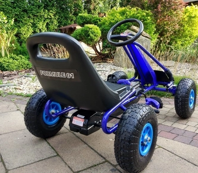 Pedálos levegős gokart + Felfújható gumik + Állítható ülés – Kék