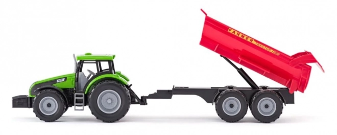 Traktor játék utánfutóval és bikával