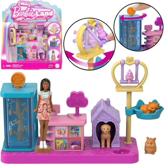 Mini játékkészlet BARBIE Land – állatorvos és állatkák