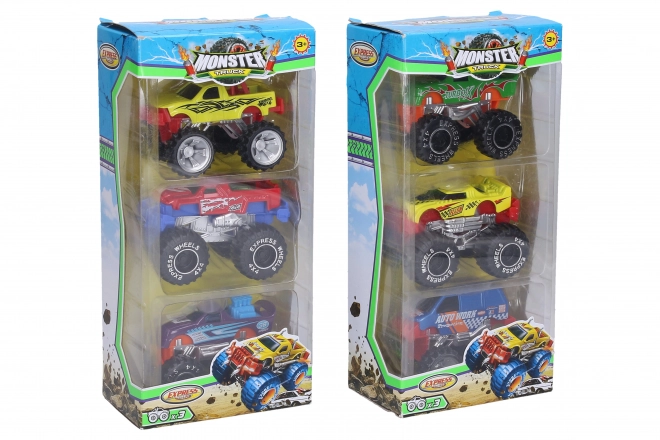 Fém Monster Truck kisautók - 3 darabos szett