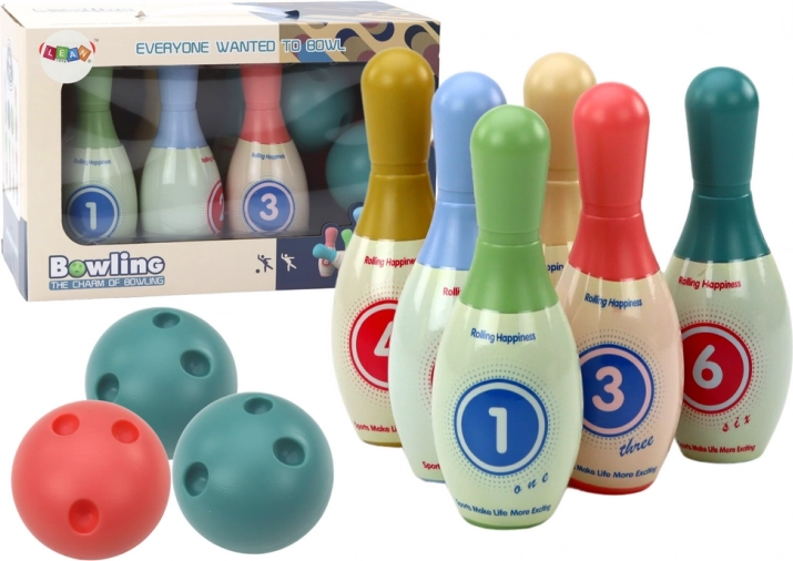 Íves játék Bowling készlet 6 db színes