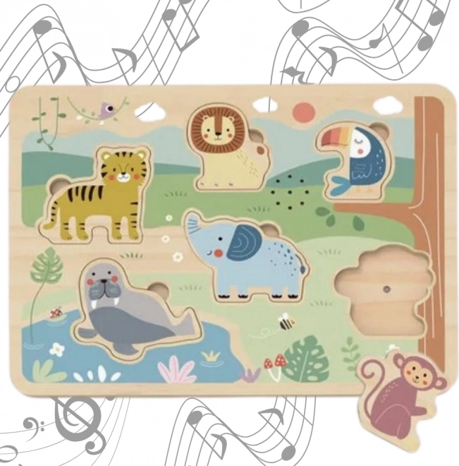 Tooky Toy Fa Interaktív Állatos Puzzle