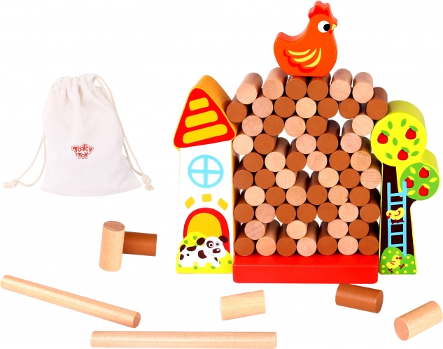 Tooky Toy Fa Játék Csirkeledobó Farm