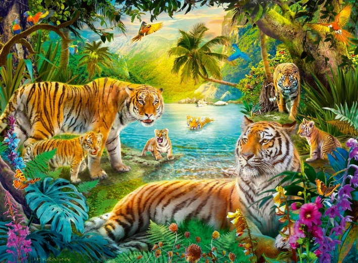Ravensburger puzzle Tigrisek oázisa 500 darab