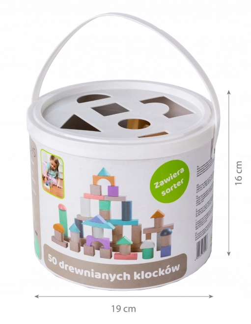 Fa építőkockák vödörben - ECOTOYS