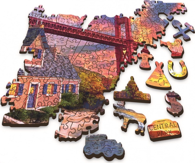 trefl wood craft origin puzzle naplemente a golden gate felett