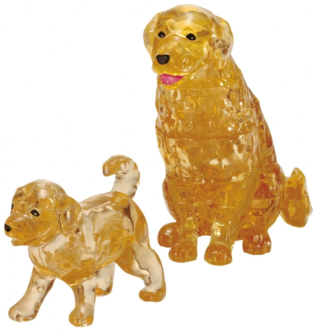 3D kristály puzzle - Golden Retriever és kölyke