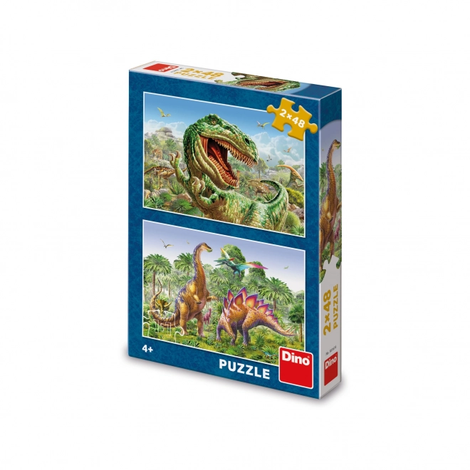 Dinoszauruszok csatája puzzle 2x48 darab