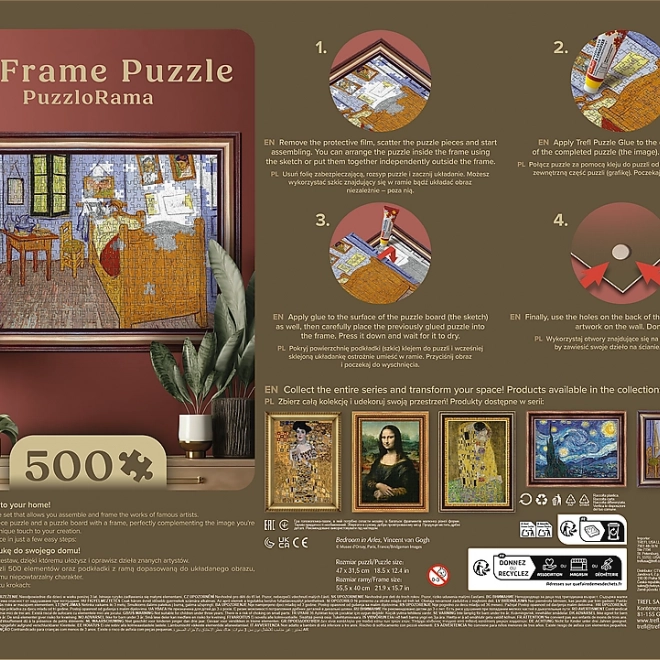 Művészi puzzle keretben: Hálószoba Arlesban 500 darab