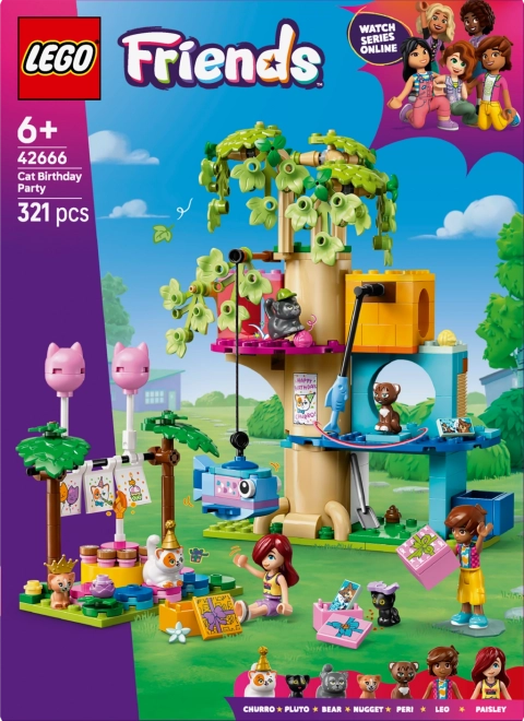 Lego Friends Macska születésnapi ünnepség és faház