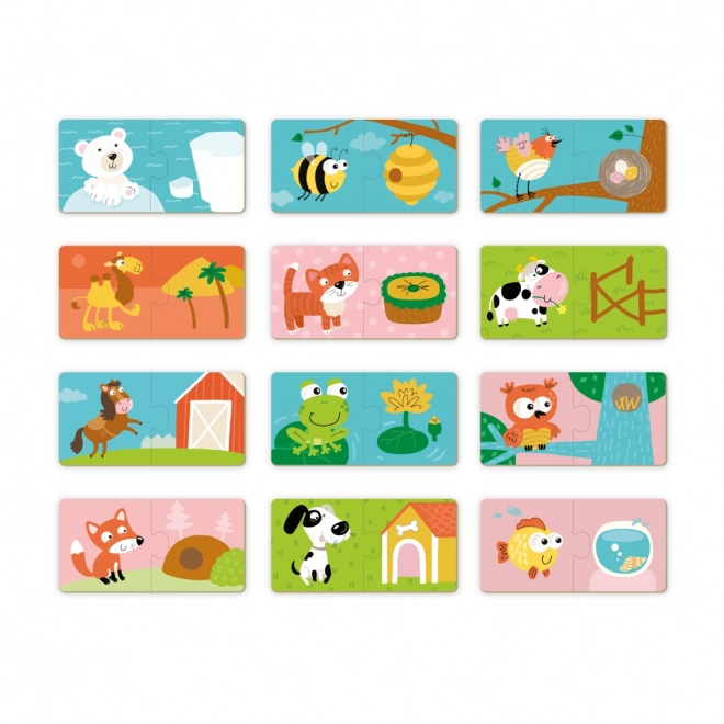 Puzzle Duo Hol laknak az állatok -12x2 darabok
