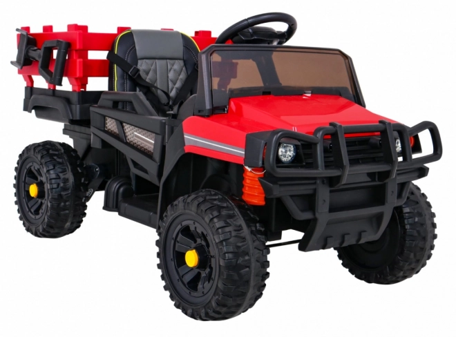 Gyerek gazdasági pick-up piros + távirányító + csomagtér + lapát + EVA + MP3 LED