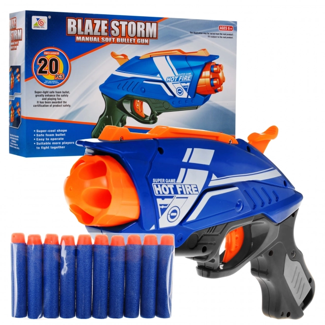 Blaze Storm kézi habpuska gyerekeknek 6+ Rugós mechanizmussal + 20 hablövedék