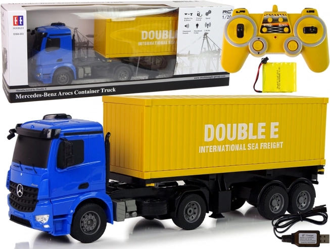 Nagy R/C Mercedes Arocs Blue teherautó 1:20 Konténer, 58 cm hosszú