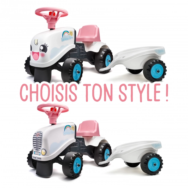 Traktor Rainbow fehér utánfutóval 1 éves kortól