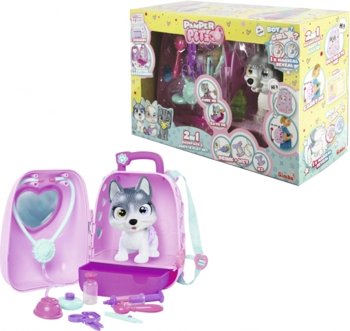 Interaktív husky kölyökkutya PAMPER PETZ káddal és kiegészítőkkel