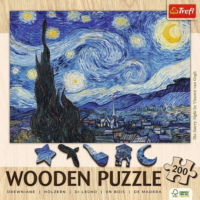 Csillagos Éj fa puzzle 200 darabos - Vincent van Gogh