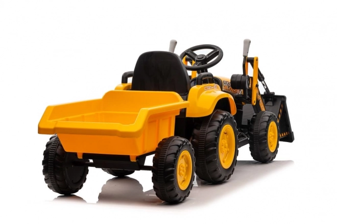 Akkumulátoros traktor kanállal sárga