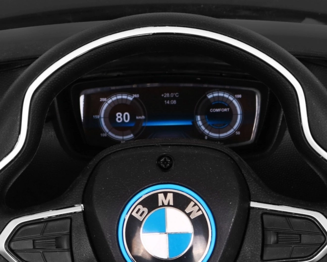 BMW I8 Lift Akkumulátoros Autó Fekete + távirányító + lassú indítás + 3 pontos övek + MP3 USB + LED dióda