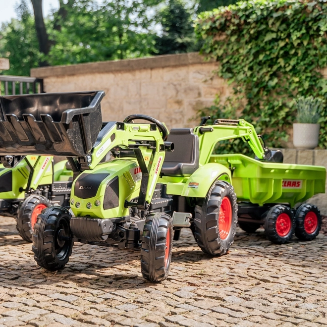 Traktor pedálos Class Atiom 430 zöld első és hátsó kanállal