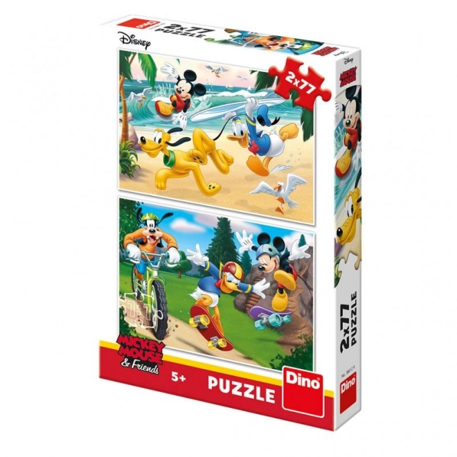 Dino puzzle sportoló Mickey és barátai 2x77 darabos