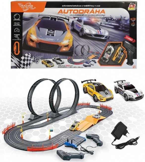 Autópálya Racing Collection 560 cm lejtőkkel és két autóval