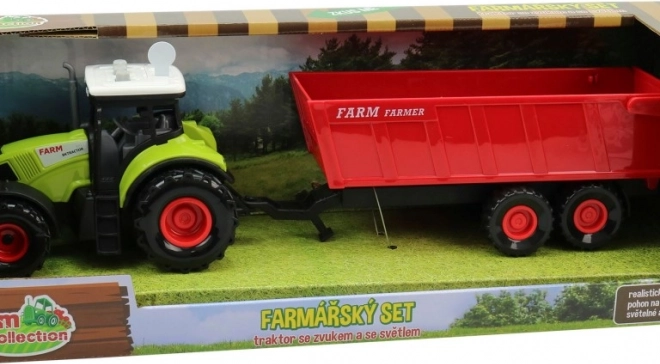 Traktor utánfutóval, fényekkel és hanggal