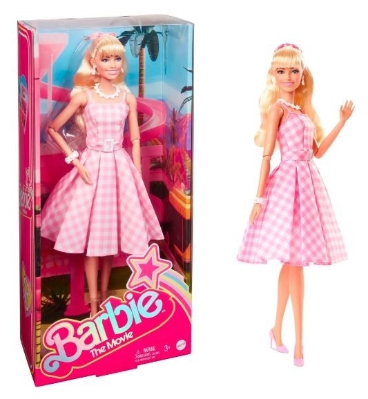 Film Barbie baba Margot Robbie rózsaszín ruhában