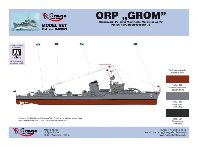 Orp Grom Modell Hajó Makett II. Világháborús