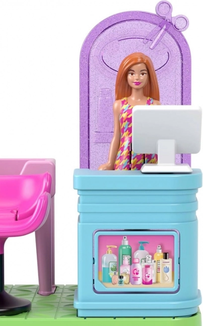 Barbie Mini BarbieLand - Fodrászszalon mozgatható mini Barbie babával