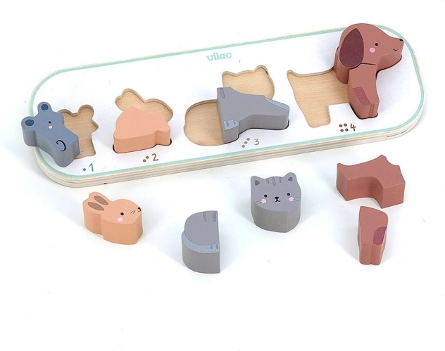 Behelyezős puzzle Megtanulom megszámolni az állatokat Vilac Sarah Betz