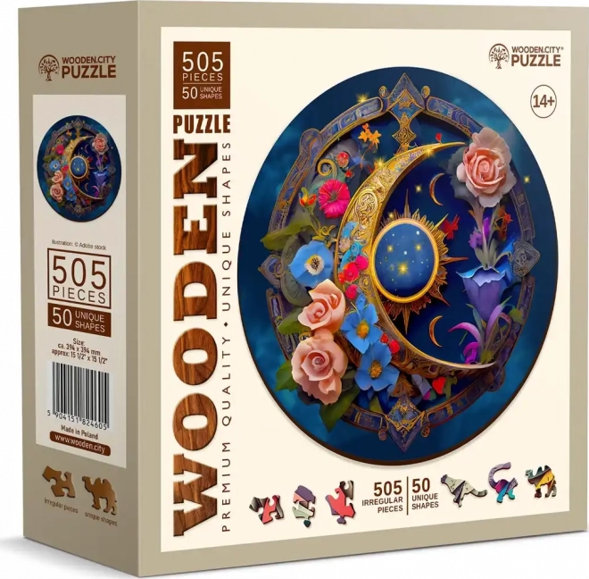 Wooden City virágos hold fa puzzle 505 darabos