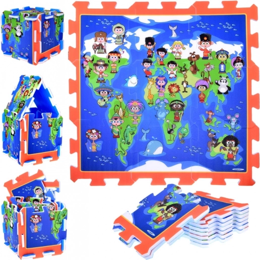 Habos puzzle A világ gyermekei – oktató játszószőnyeg 93 × 93 cm