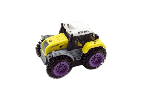 Traktor forgatható műanyag 10cm több színben elemmel