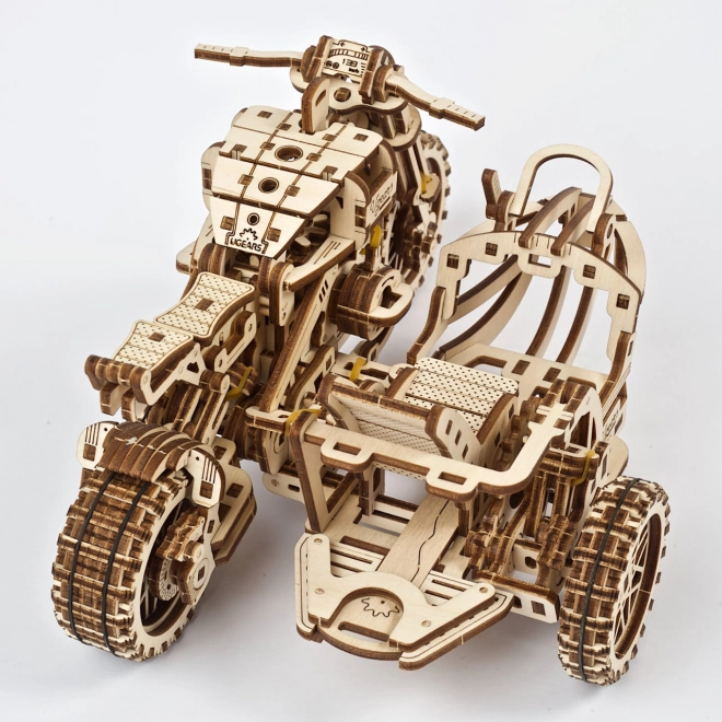 Ugears 3D fa mechanikus puzzle Scrambler motorkerékpár oldalkocsival