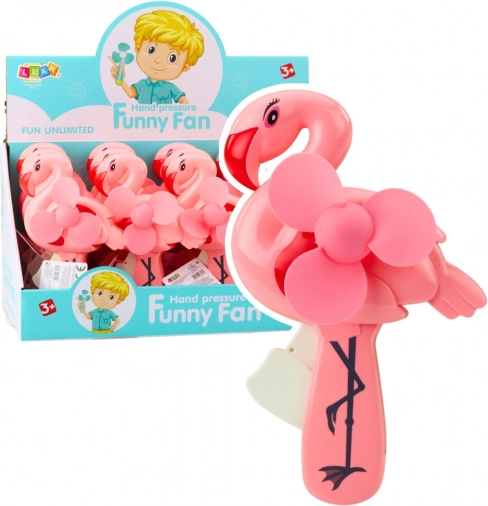 Mechanikus kézi ventilátor gyerekeknek, Rózsaszín Flamingó