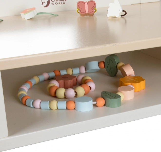 Fa toalettasztal Kerek Tükörrel és Kiegészítőkkel Pastel Classic World