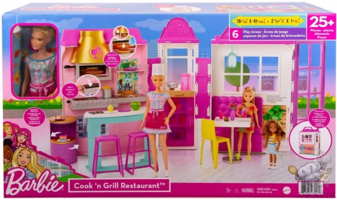 Barbie szakács és grill játék készlet babával