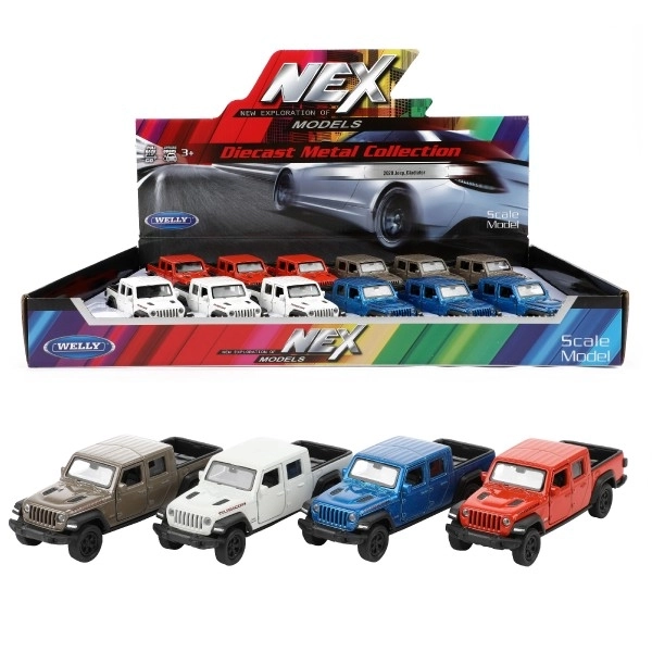 Auto Welly 2020 Jeep Gladiátor fém/műanyag 12cm 4 szín visszahúzós 12db dobozban