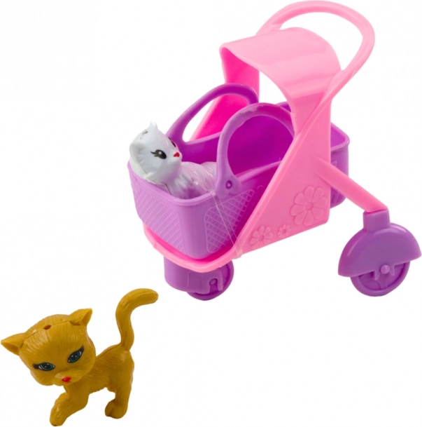 Mini baba babakocsival és kiscicákkal