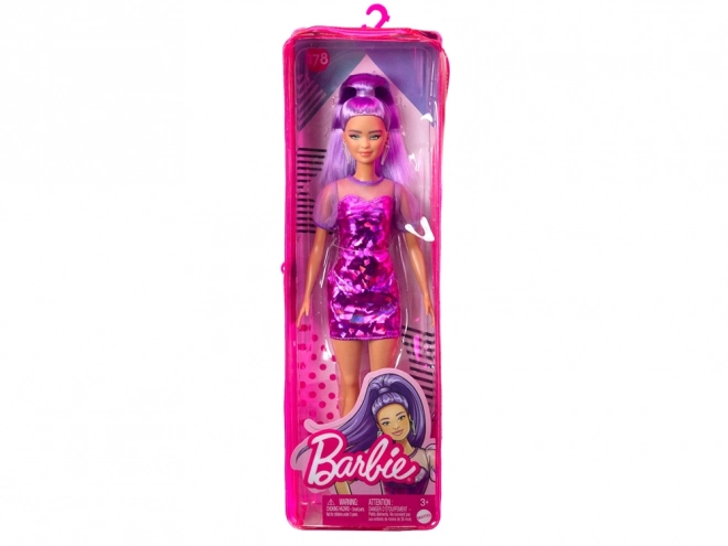 Barbie Fashionistas divatbaba lila stílusban