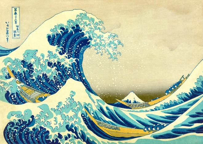 Katsushika Hokusai: Nagy hullám Kanagawa partjainál 1000 darabos puzzle