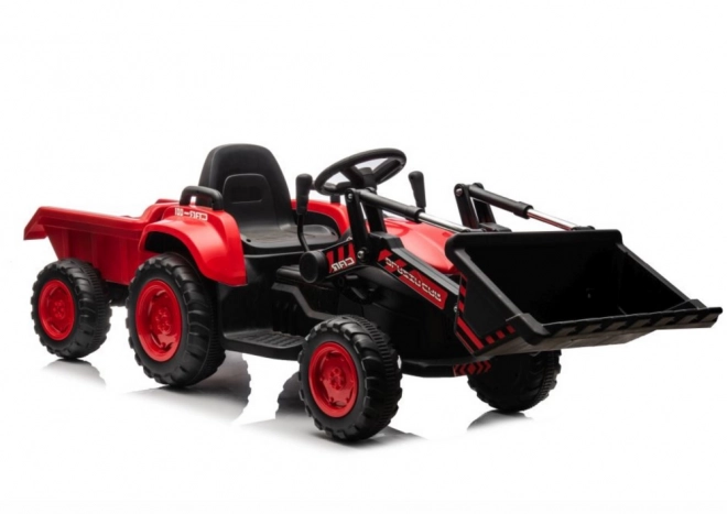 Gyermek piros traktor feltölthető akkumulátorral és kanállal