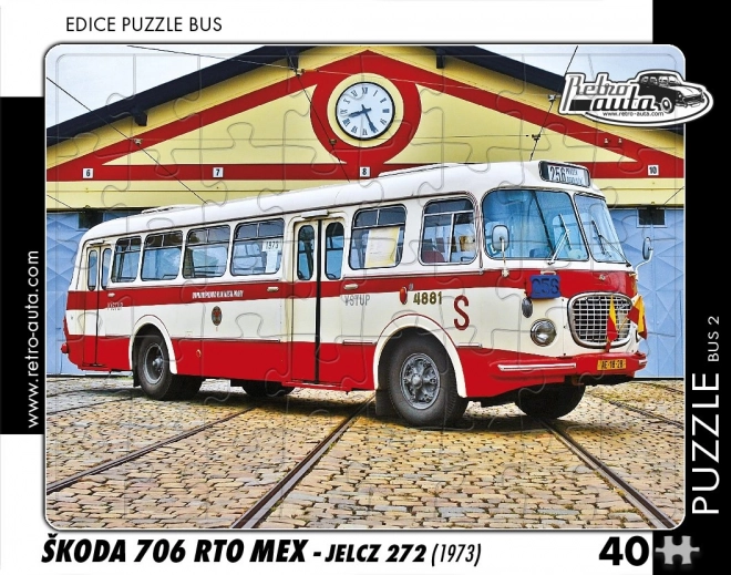 Retro járművek puzzle: Škoda 706 RTO Busz (1973) 40 darabos