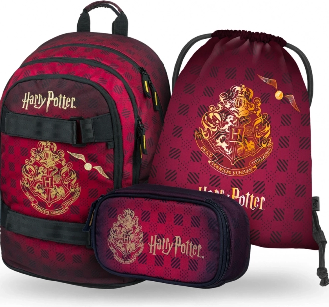 BAAGL Harry Potter Roxfort iskolai szett – hátizsák, tolltartó és tornazsák, bordó