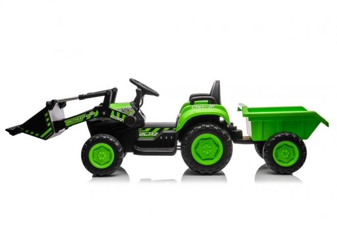 Gyermek elektromos traktor zöld kanállal
