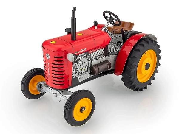 Zetor 25A piros fém traktor kulccsal